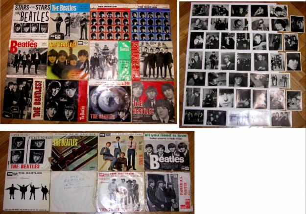 Vendo coleccion de 20 discos singles originales de los beatles años 60 Y 40 cromos-fotos