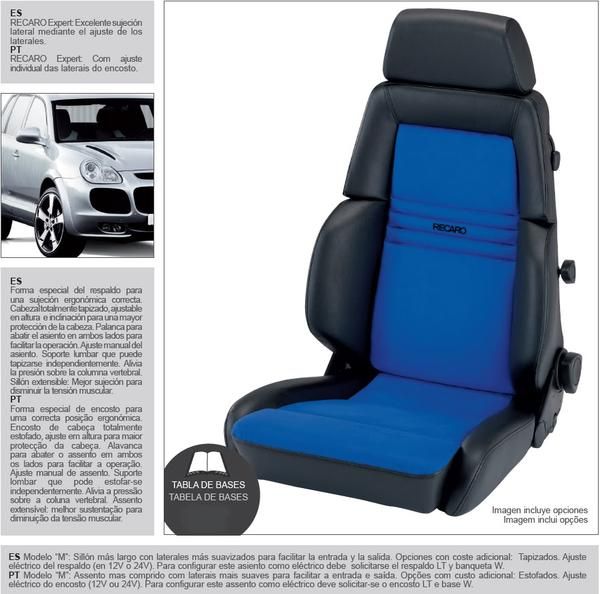 ASIENTO RECARO EXPERT M PIEL NEGRA Y DINAMICA AZUL