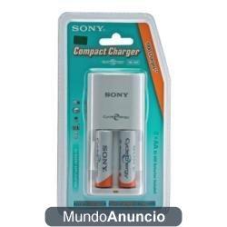 Sony Compact Charger - Cargador para 2 pilas AA o AAA con 2 pilas NiMH 2000 mAh incluidas