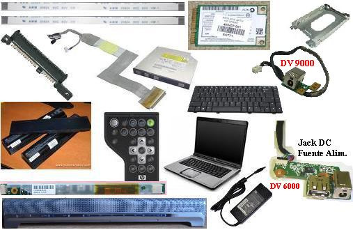 Piezas hp, dv6000, dv9000, dv2000, compaq, inverter, lcd, caddy madrid