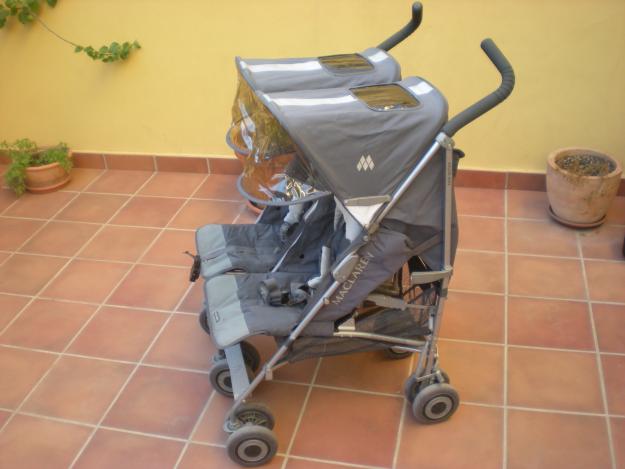 Silla gemelar maclaren twin tecno, con todos sus accesorios