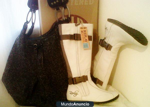 Vendo Botas REPLAY con bolso MISS SIXTY.