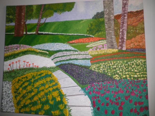 oleo paisaje jardin 80x100cms