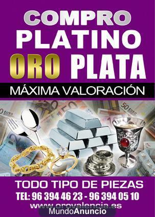 COMPRO PLATA ,PLATINO, ORO EN VALENCIA.