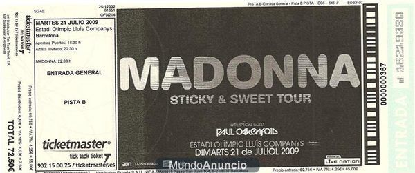 ENTRADAS CONCIERTO MADONNA