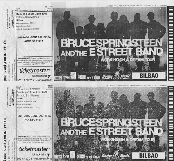 2 Entradas concierto Bruce Springsteen Bilbao 26 Julio 2009