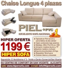 SOFA Chaise Longue Piel 4 plazas nacional - oferta Hipersofa - mejor precio | unprecio.es