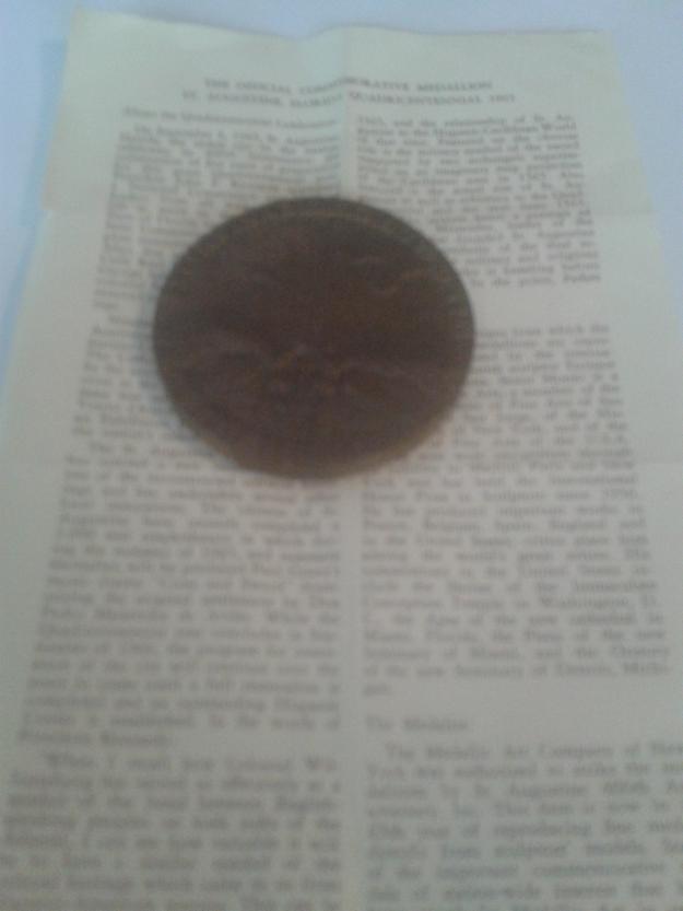 medalla de bronce tirada muy limitada  IV centenario fundacion San Agustin