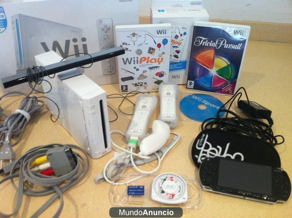 VENDO NINTENDO WII + PSP POR 170 EUROS