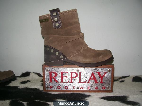 Botas Replay planas chica num 35 color kaki