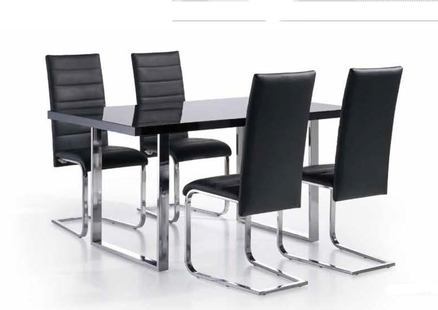 Conjunto mesa comedor y sillas de diseño.