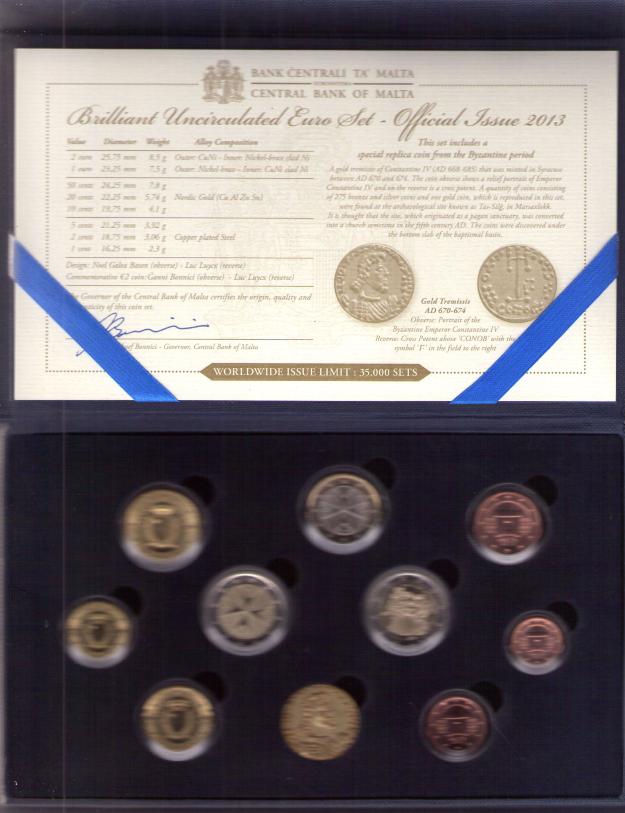 Monedas de 2013 de Malta, Estuche original Muy Raro solo 35000 ex.