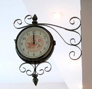 Jardín Europea de estilo de doble cara de pared reloj de pared reloj de pared reloj de pared reloj de los movimientos de