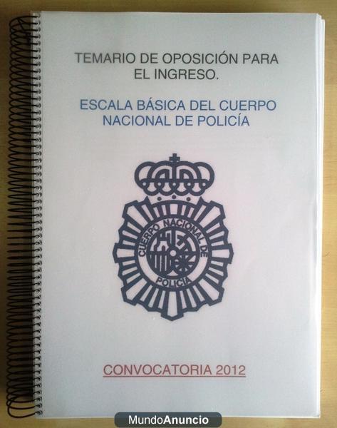 Temario resumen apuntes Policia Nacional 2012 y examenes