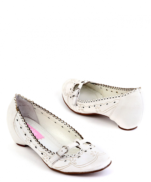 Zapatos Lolablue de PIEL de tacón bajo (2,5 cm) blancos, Nº 41