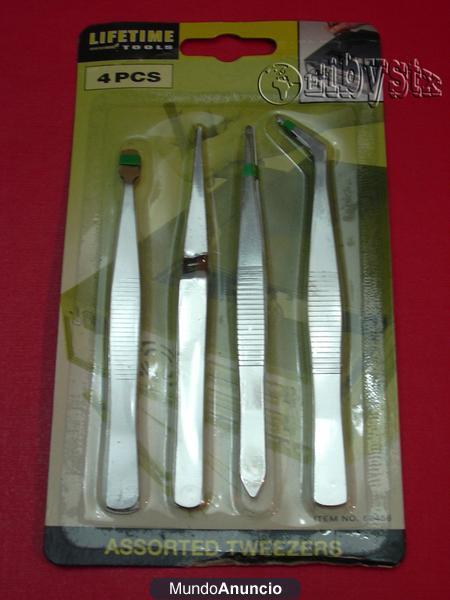 JUEGO DE 4 PINZAS DE PRECISION MARCA LIFETIME TOOLS