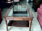 Mesa centro rectangular madera con marqueteria y cristal - mejor precio | unprecio.es