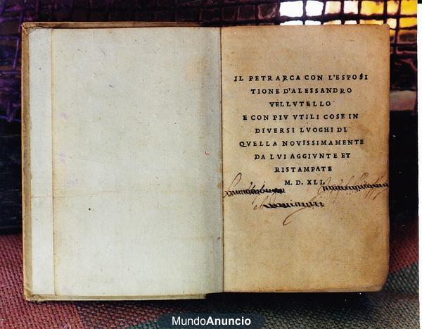 Libro Il petrarca de Alessandro Vellutello 1541