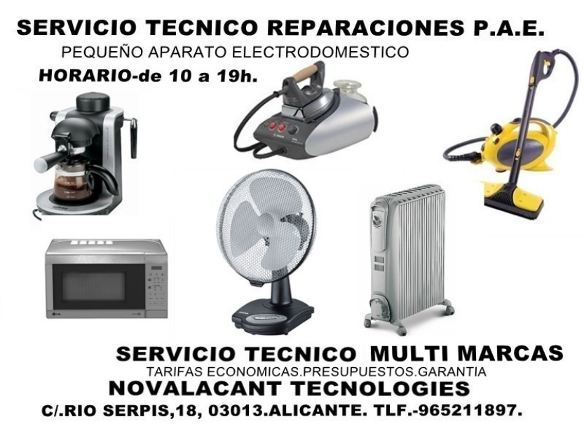 Servicio tecnico microondas aspiradores centros planchado ventiladores calefactores.alican