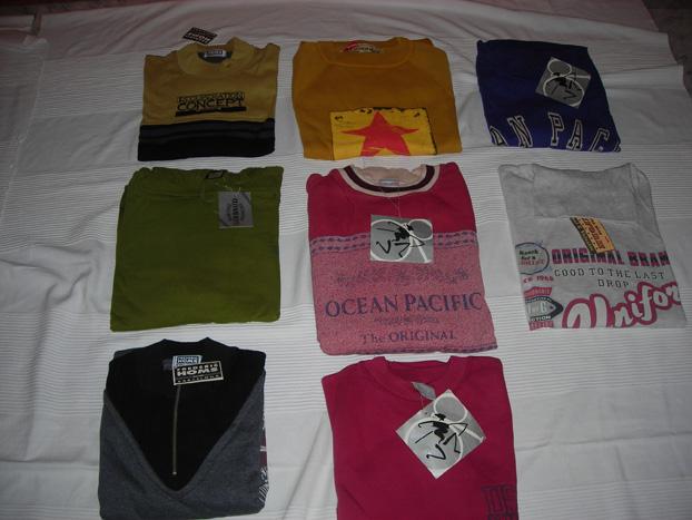 stocks de camisetas,polos y sudaderas