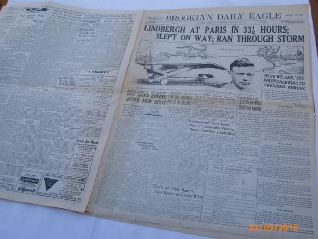 Charles Lindbergh Newspaper Cover Brooklyn Daily Eagle