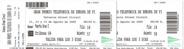 GRATIS ENTRADAS F1 VALENCIA