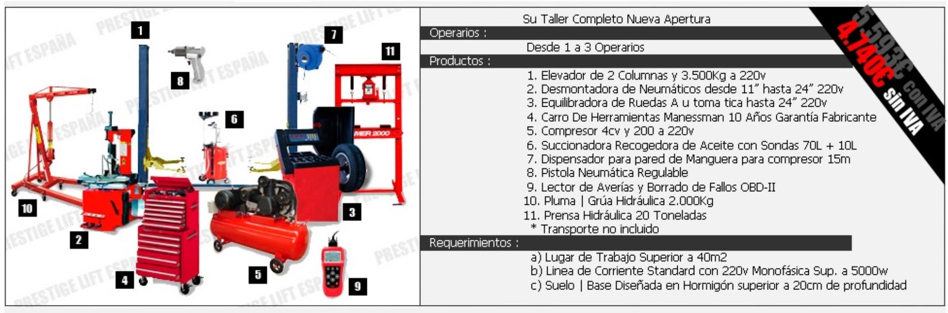 Taller completo para taller mecanico