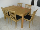 Sofa, sillon con reposapies, mesa de comedor de madera extensible y 6 sillas - mejor precio | unprecio.es