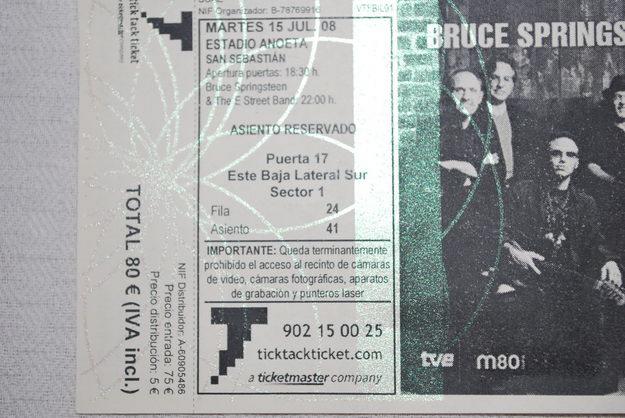 Entradas Bruce Springsteen San Sebastian ASIENTO SENTADO RESERVADO