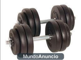 Vendo set 2 mancuernas mas discos,4, y 5 kg, set barato!!