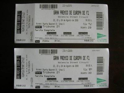 Entradas F1 G.P EUROPA (Valencia)