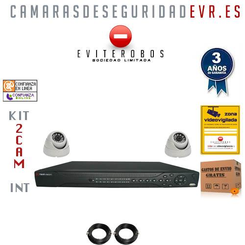Kit cámaras de vigilancia económico interior · 2 cámaras domo IR para interior