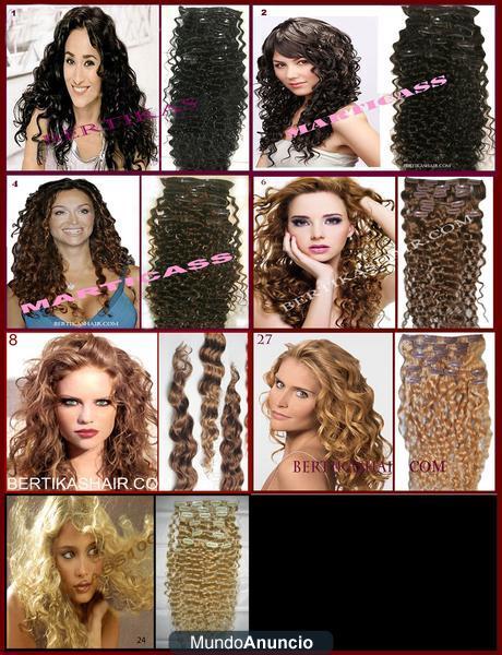 Extensiones quita-pon rizadas, pelo natural,47cm largo.69euros