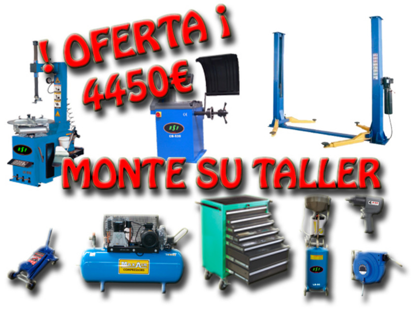 Elevador 2 columnas +  desmontadora + compresor +……