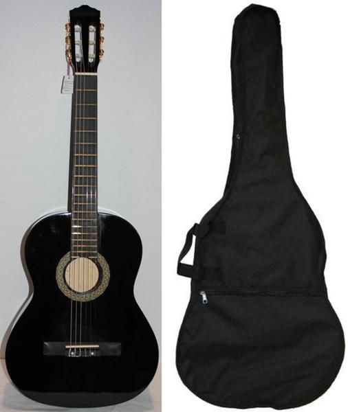 GUITARRA CLASICA ESPAñOLA NEGRA Y FUNDA