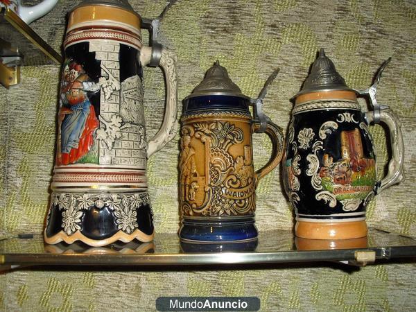 JUEGO DE 3 JARRAS ALEMANAS DE CERVEZAS