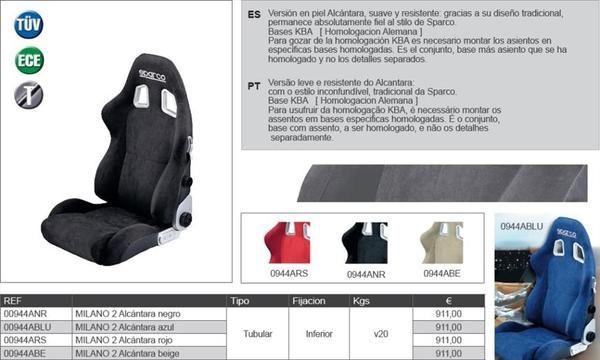 ASIENTO SPARCO MILANO 2 ALCANTARA COLOR NEGRO