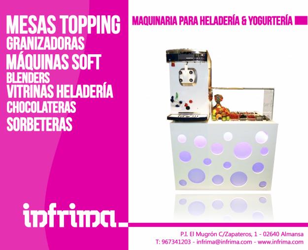 Mesas topping para yogurterías