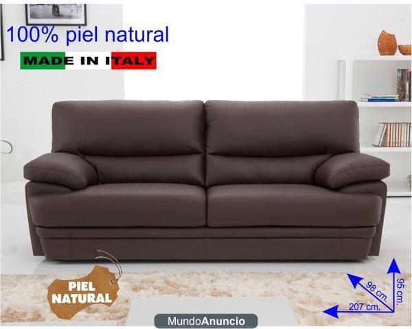 SOFA 3 PLAZAS ITALIANO RENDE PIEL CHOCOLATE 205*96*95 CM