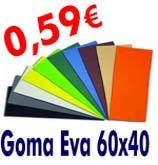 Goma eva, planchas 60 x 40 cms y 2 mm de espesor por 0,59 €