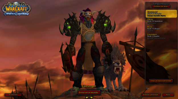 Cuenta del wow Hunter lvl 80,DK lvl 80, priest lvl 73, druid lvl 73