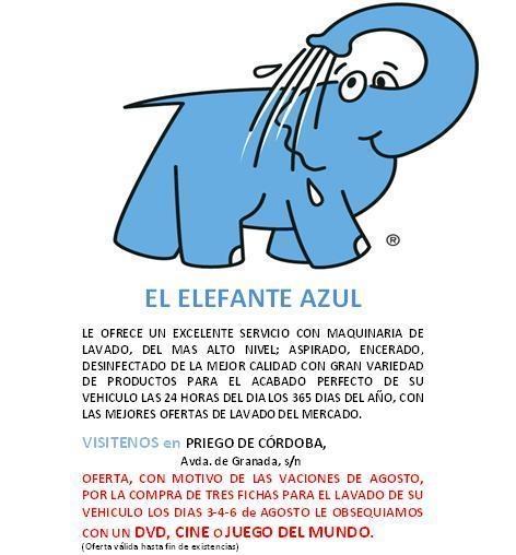 oferta para el lavado de su coche elefante azul