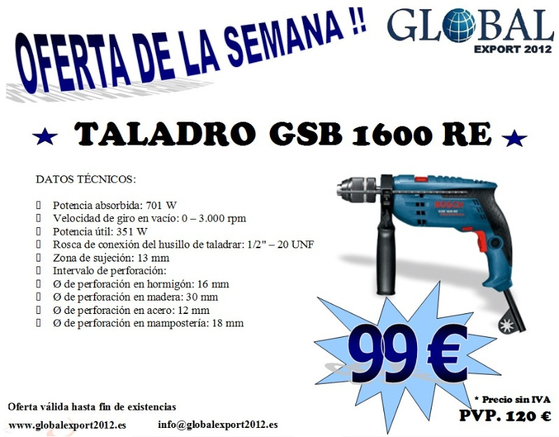 Taladro percutor GSB 1600 RE Professional Bosch