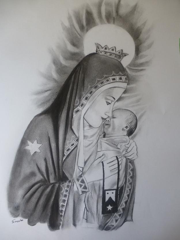 Pintura de la virgen de garabandal