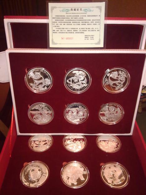 COLECCION DE 12 MONEDAS CHINAS de PLATA son enormes!! 5 OZ!!