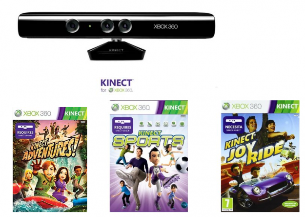 kinect para xbox 360 + 3 juegos kinect