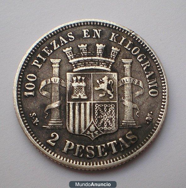 2 pesetas de 1869
