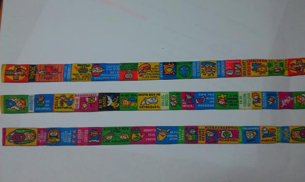 vendo pulseras de tela de oraciones, Padre Nuestro, A ve Maria...