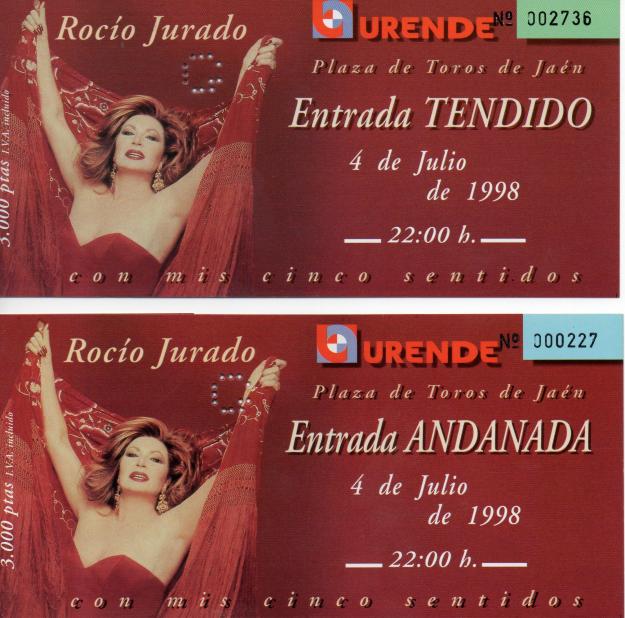ENTRADAS DE ROCIO JURADO (Talonario de 50 entradas matrizado)
