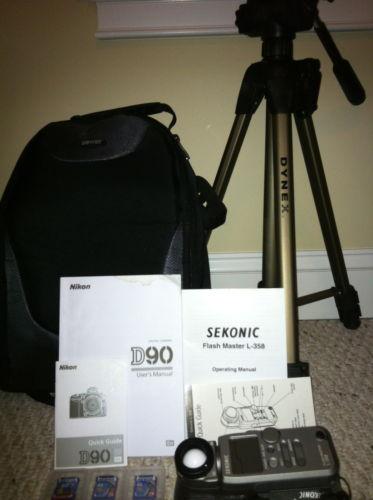 Nikon D90 Camera Bundle six-lenstripodbattery packbag